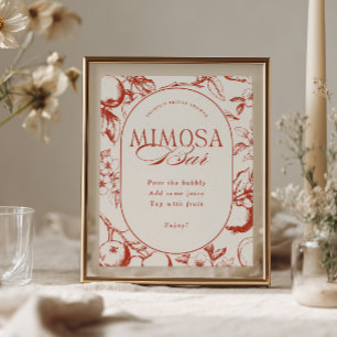 Perfect One Apple Bridal Shower Mimosa Bar Poster