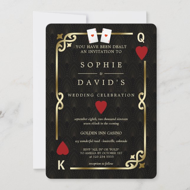 Perfect Pair Ace Casino Las Vegas Poker Wedding Invitation (Front)