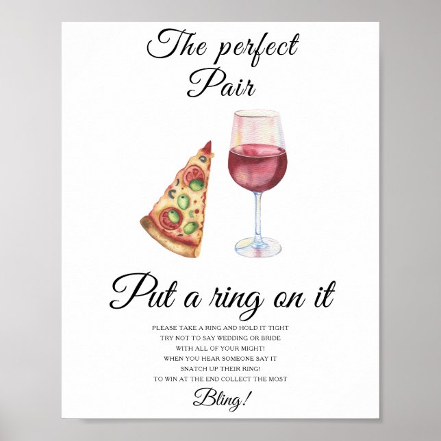 Perfect pair bridal shower Put a ring on it game Poster (Front)