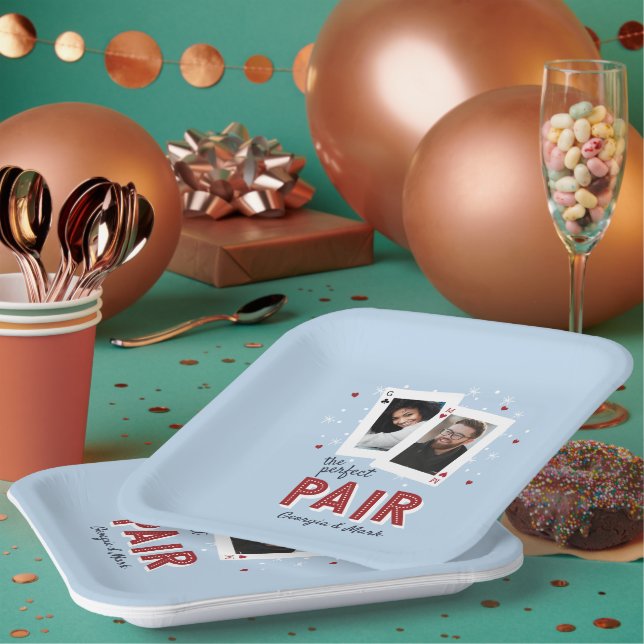 Perfect Pair Casino Theme Couples Photo Paper Plate (Multi)