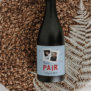 Perfect Pair Casino Theme Couples Photo Wine Label