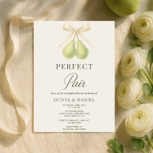 Perfect Pair Coquette Bow Couples Shower Invitation