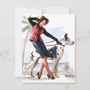 Perfect Pair Great Dane Elvgren Holiday Card