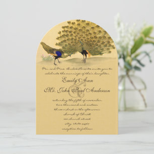 Perfect Pair Peacock Yellow Elegance Invitation