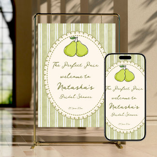 Perfect pair pear bridal shower welcome sign