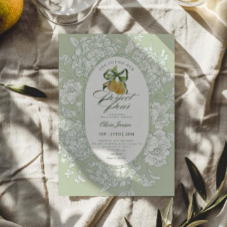 Perfect Pair Pear Floral Sage Green Bridal Shower Invitation