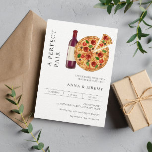 Perfect Pair Pizza Wine Couples Shower Invitation