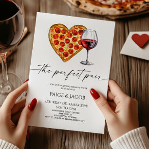 Perfect Pair Pizza Wine Wedding Engagement Party Invitation