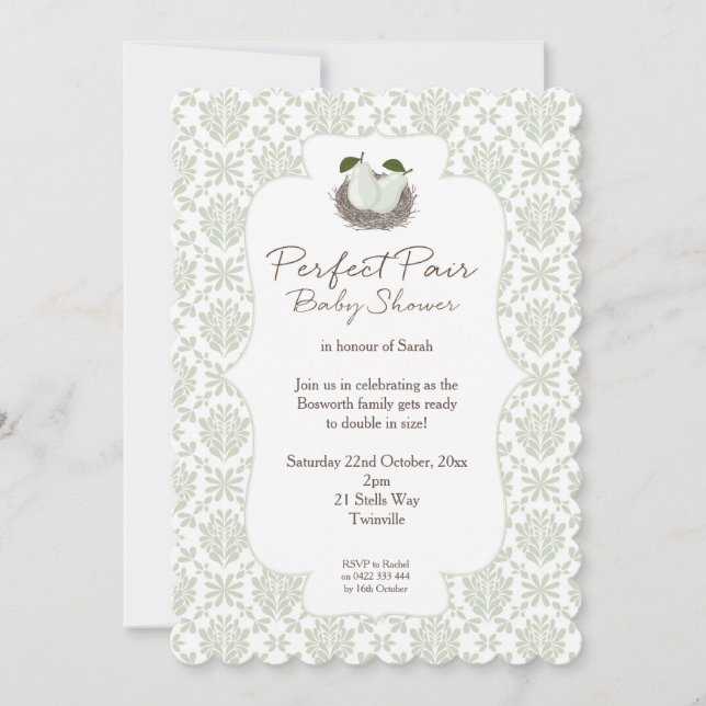 Perfect Pair Twin Baby Shower Invitation (Front)