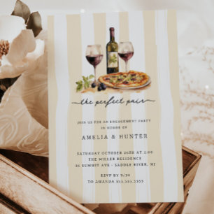 Perfect Pair Wine Pizza Engagement Invitation