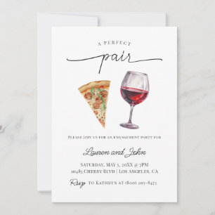 Perfect Pair Wine Pizza Engagement Party Shower Invitation