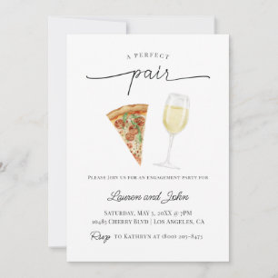 Perfect Pair Wine Pizza Engagement Party Shower Invitation