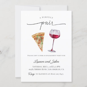 Perfect Pair Wine Pizza Engagement Party Shower Invitation