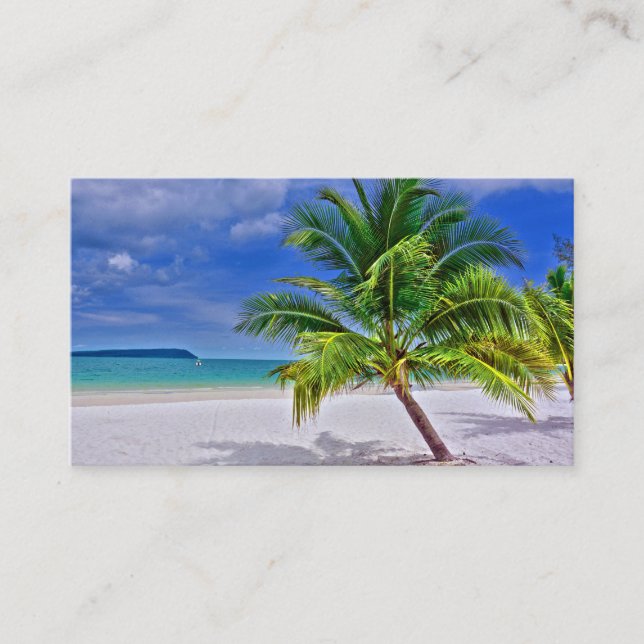 Perfect Palm Tree Tropical Island Beach Business Card (Front)