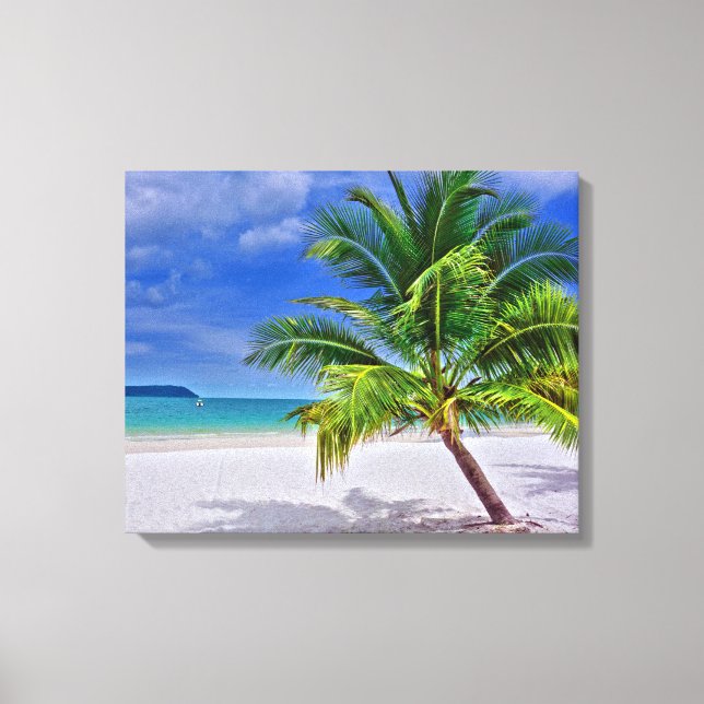 Perfect Palm Tree Tropical Island Beach Canvas Print (Front)