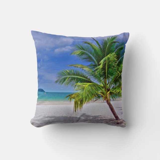 Perfect Palm Tree Tropical Island Beach Cushion (Front)