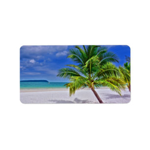 Perfect Palm Tree Tropical Island Beach Label