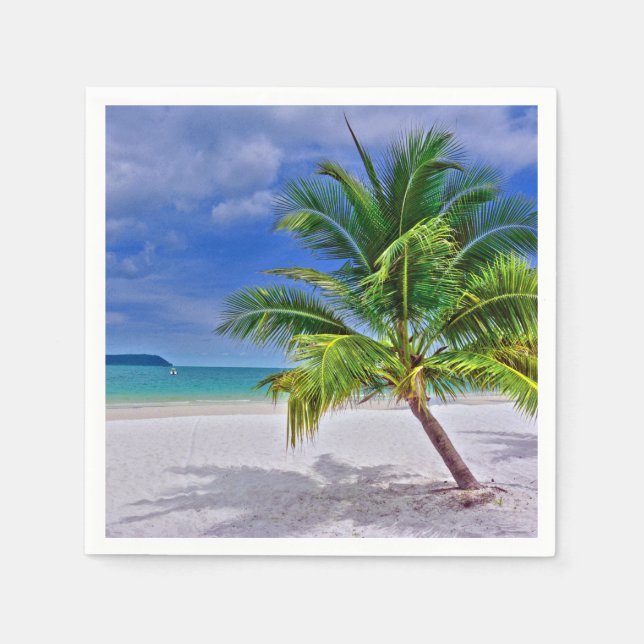 Perfect Palm Tree Tropical Island Beach Napkin (Front)
