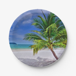 Perfect Palm Tree Tropical Island Beach Paper Plate