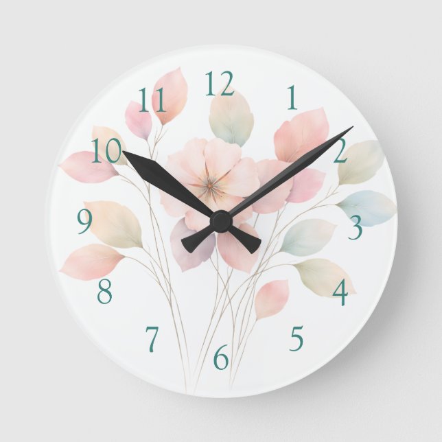 Perfect Pastel Florals Round Clock (Front)