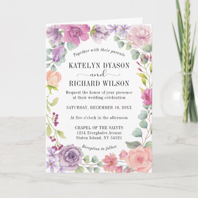 Perfect pastels stylish florals Wedding Invitation (Front)