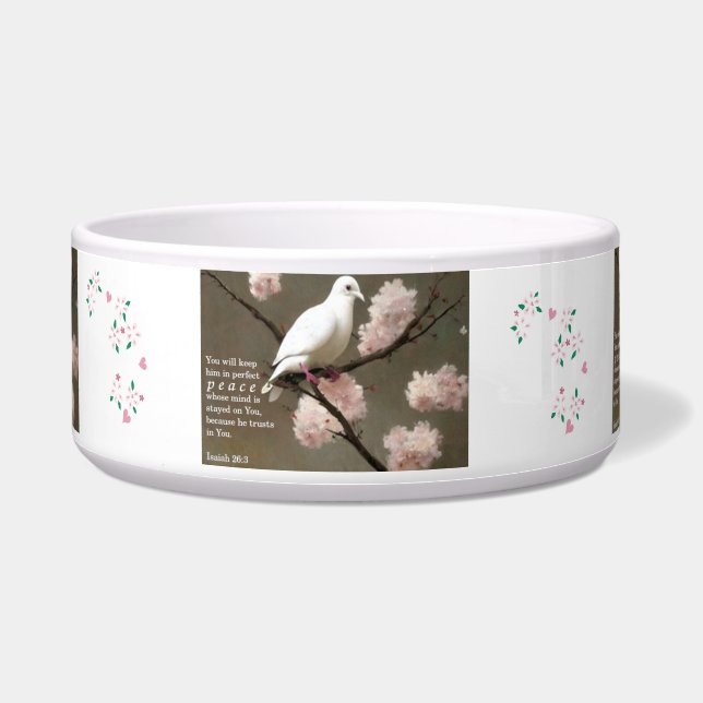 "Perfect Peace Dove" Isaiah 26:3 Ceramic Planter, (Front)