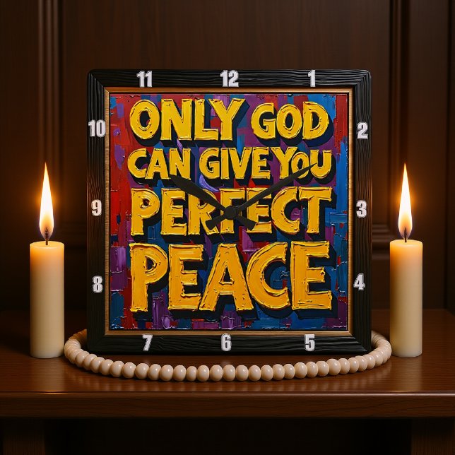 Perfect Peace from God Textured Art Square Wall Clock (Creator Uploaded)