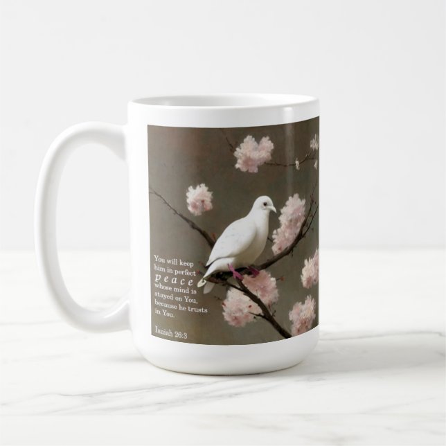 "Perfect Peace Mug" Isaiah 26:3 Coffee Mug (Left)