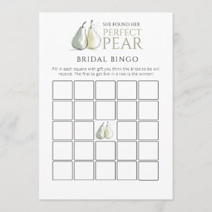 Perfect Pear Bingo Game Bridal Shower card