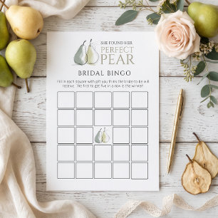 Perfect Pear Bingo Game Bridal Shower card
