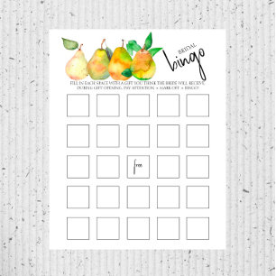 Perfect Pear - Bridal/Couples Shower Bingo Game