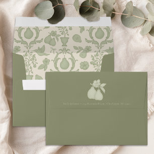 Perfect Pear Bridal Shower   Blue Damask Envelope 