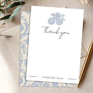 Perfect Pear Bridal Shower   Blue Thank You Note Card