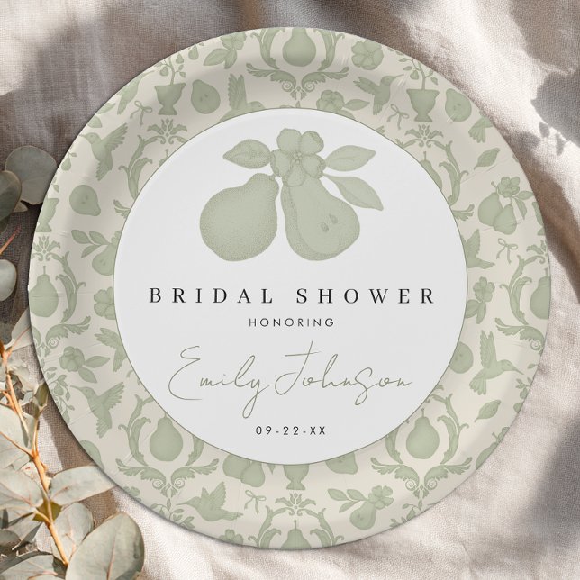 Perfect Pear Bridal Shower Dinner Plate (Paper Plate)