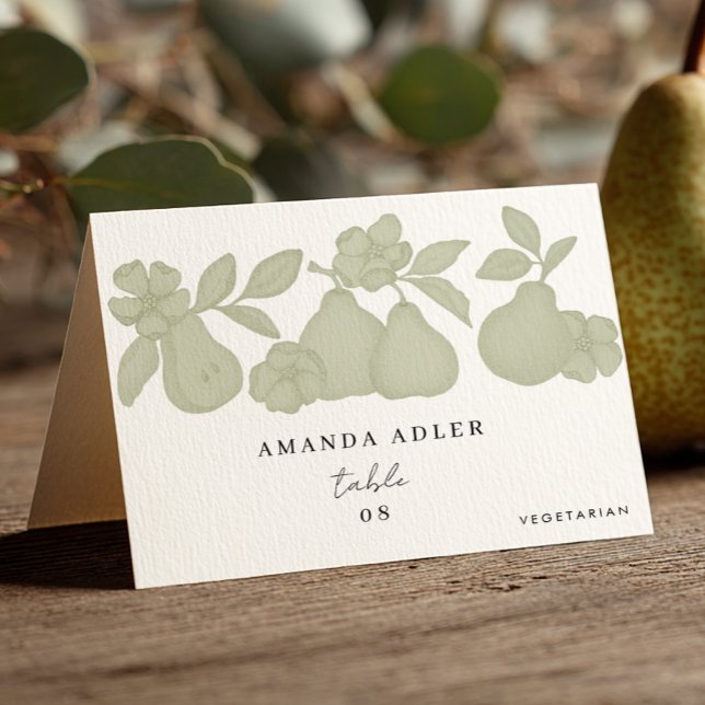 Perfect Pear Bridal Shower Escort Card Template (Seating Card)