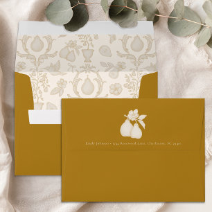 Perfect Pear Bridal Shower   Gold Damask Envelope 