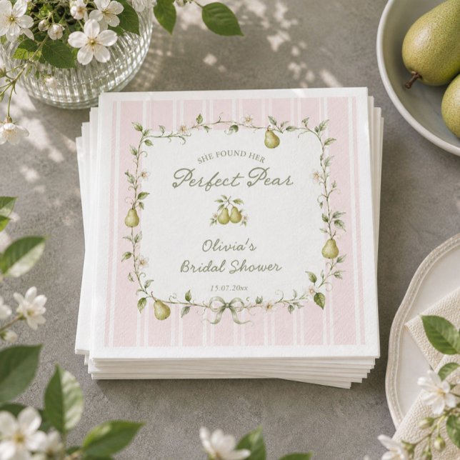 Perfect Pear Bridal Shower Napkins (Creator Uploaded)