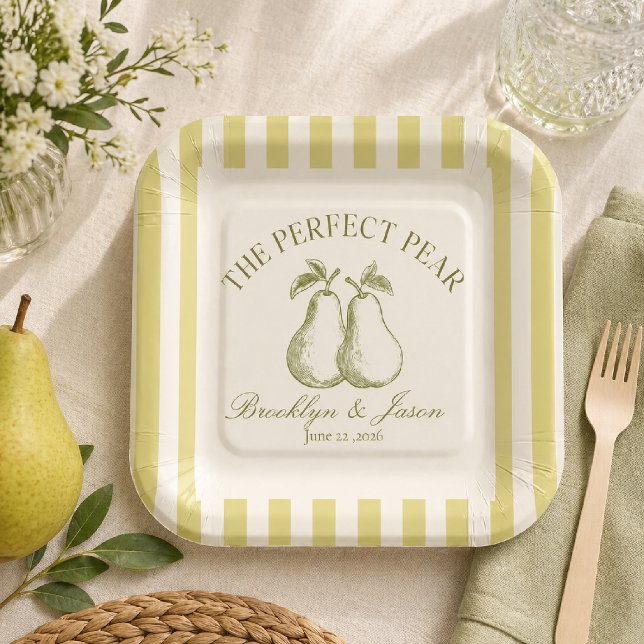 Perfect Pear Bridal Shower Paper Plates (Creator Uploaded)