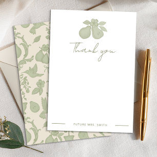 Perfect Pear Bridal Shower   Sage Green Thank You 