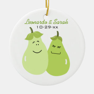 Perfect Pear Couple Circle Custom Ornament
