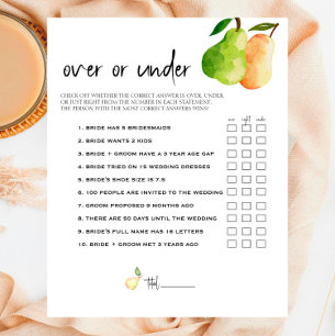 Perfect Pear - Couples Shower Over or Under Game
