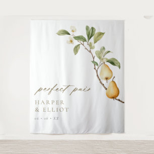 Perfect Pear Couples Shower Photo Backdrop Tapestry