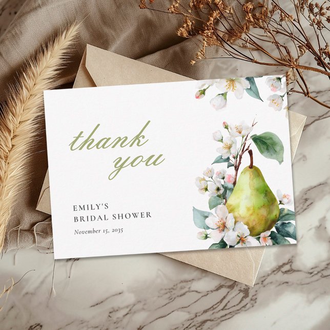Perfect Pear Floral Bridal Shower Thank You Card (Creator Uploaded)