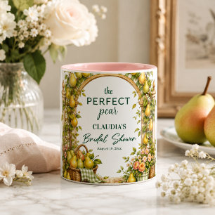 Perfect Pear Green Gingham Bridal Shower Favour Two-Tone Coffee Mug