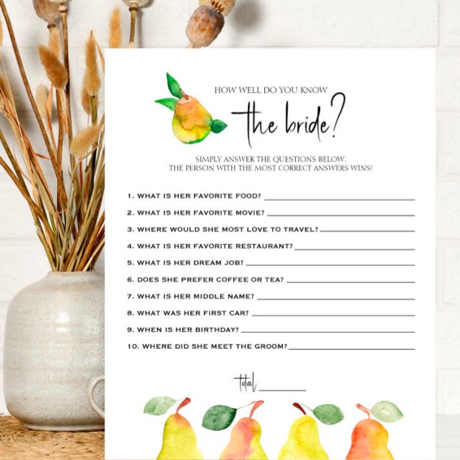 Perfect Pear - How Well Do You Know The Bride Game (Creator Uploaded)