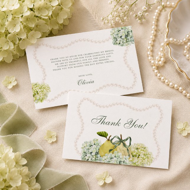 Perfect Pear Hydrangea Bridal Shower Thank You Enclosure Card (Creator Uploaded)