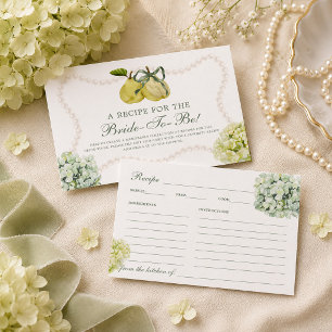 Perfect Pear Pair Hydrangea Bridal Shower Recipe Enclosure Card