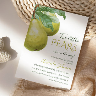 Perfect Pear Two Pears Garden Twins Baby Shower Invitation