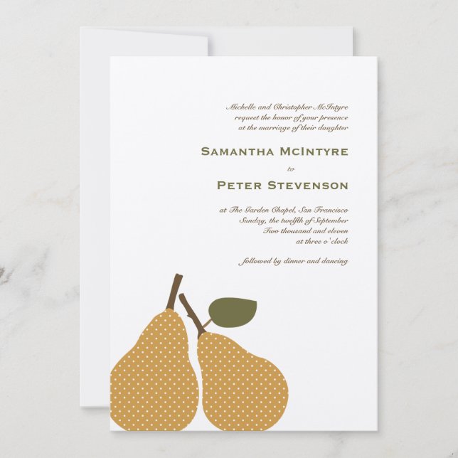 Perfect Pear Whimsical Wedding Invitation Card (Front)