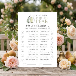 Perfect Pear Would She Rather Bridal Shower Card